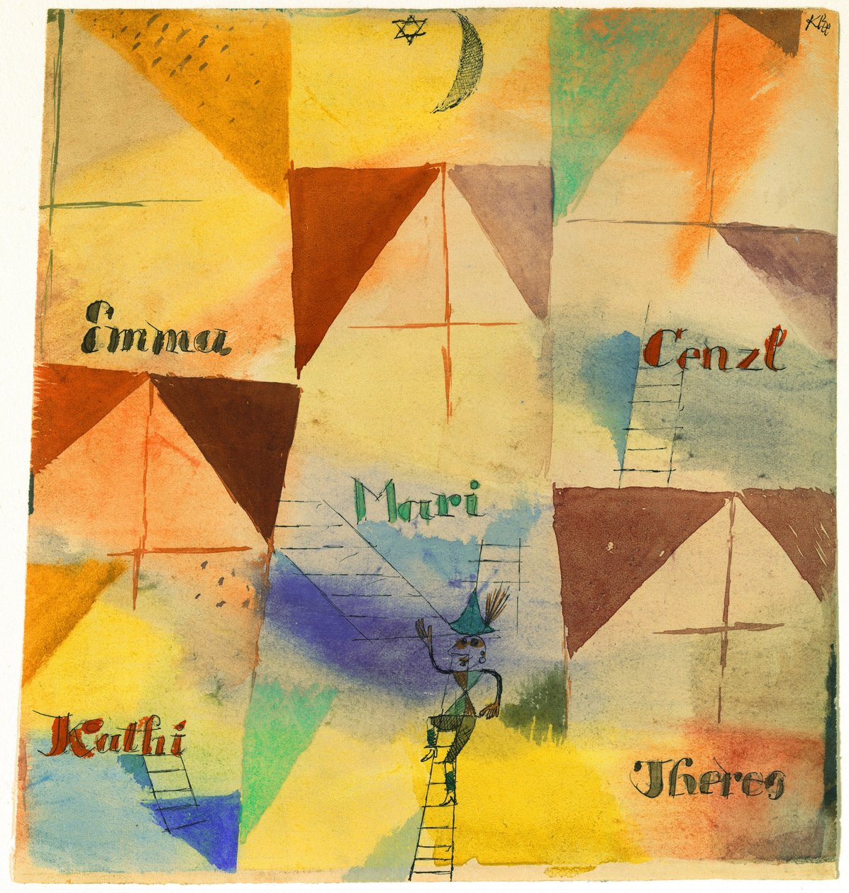 Le Don Juan bavarois - O Bávaro Don Giovanni, de Klee, Paul (1879-1940). Aguarela e tinta sobre papel de Paul Klee