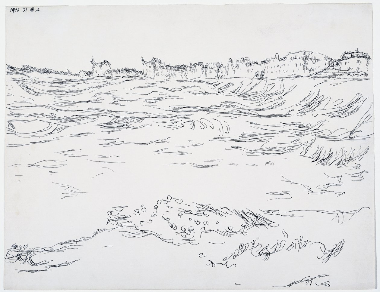 Baía de Munique, os Escavados Militares, contra um pano de fundo das Primeiras Casas em Milbertshofen de Paul Klee