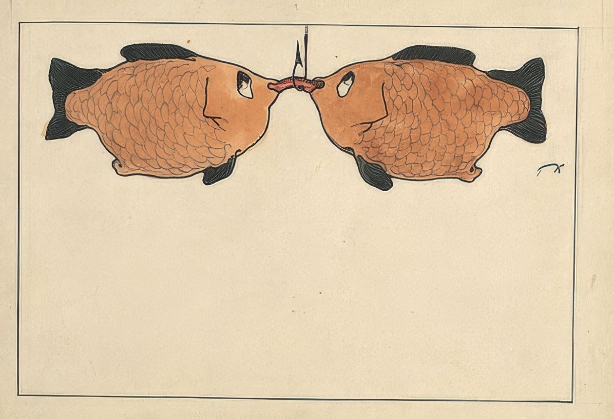 Sem título (dois peixes, um anzol, um verme). 1901 de Paul Klee