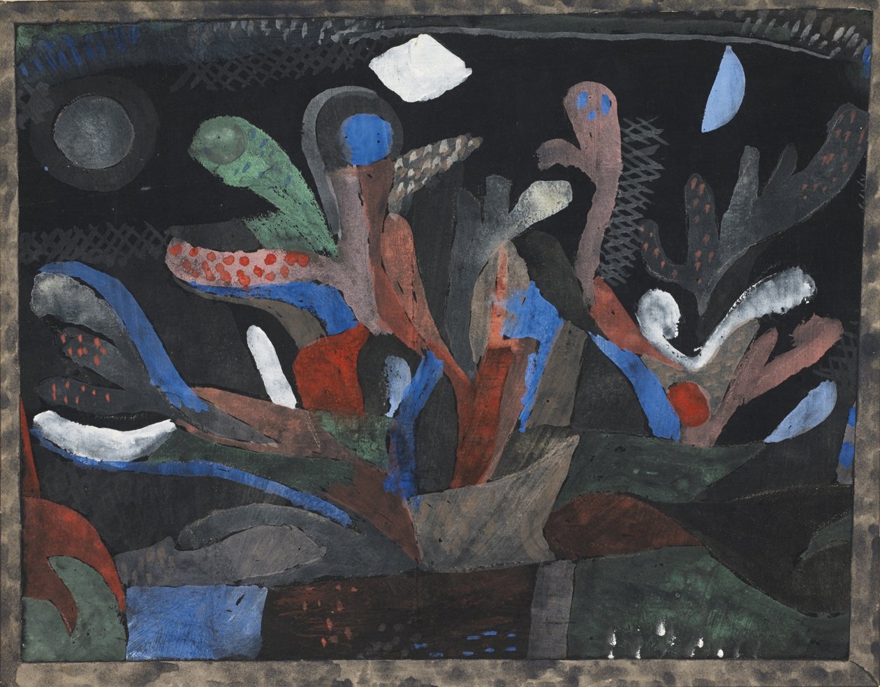 Imagem de um jardim em cores escuras Dunkelbuntes Gartenbild, 1923 de Paul Klee