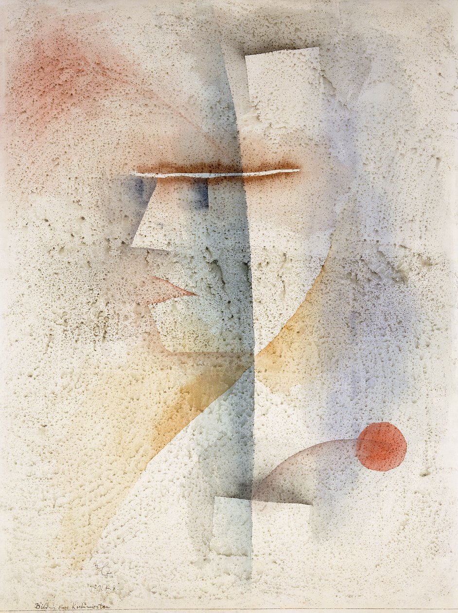 Retrato de um Homem em Traje (com uma Flor); Bildinis eines Kostumierten (mit Blume) de Paul Klee