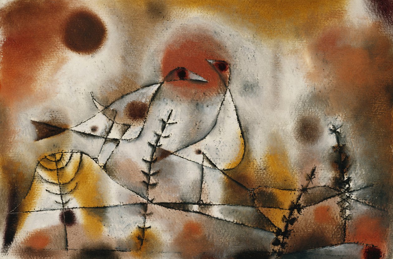 Snow Chickens; Schneehuhner, c.1920 (guache, caneta e tinta e pincel sobre papel) de Paul Klee