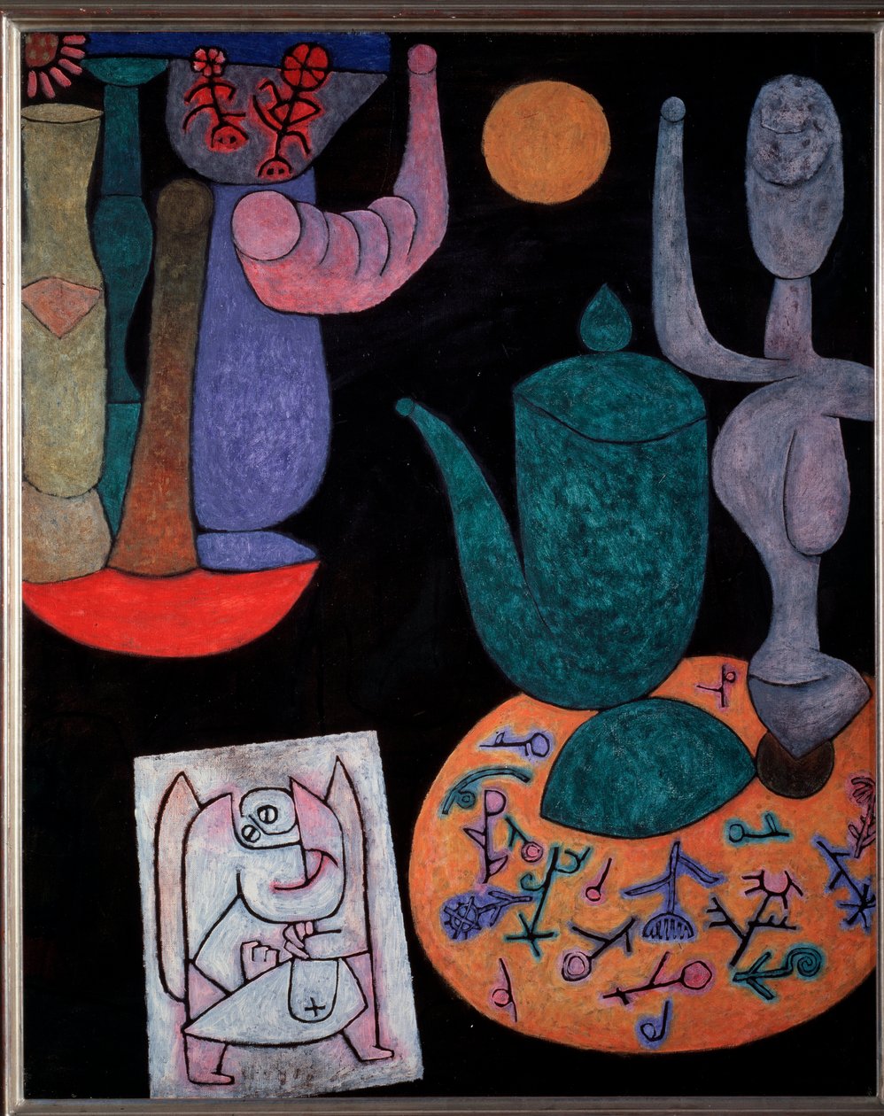 Natureza morta sobre fundo preto - Pintura de Paul Klee
