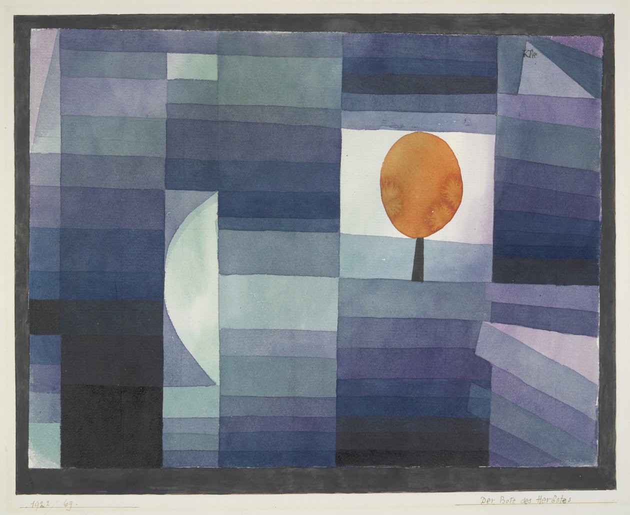 O prenúncio da gradação verde/violeta de Outono com sotaque laranja de Paul Klee