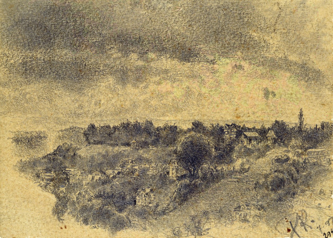 Sem título (Berna, vista sobre o Rosengarten) 1897 (lápis e pincel sobre papel) de Paul Klee