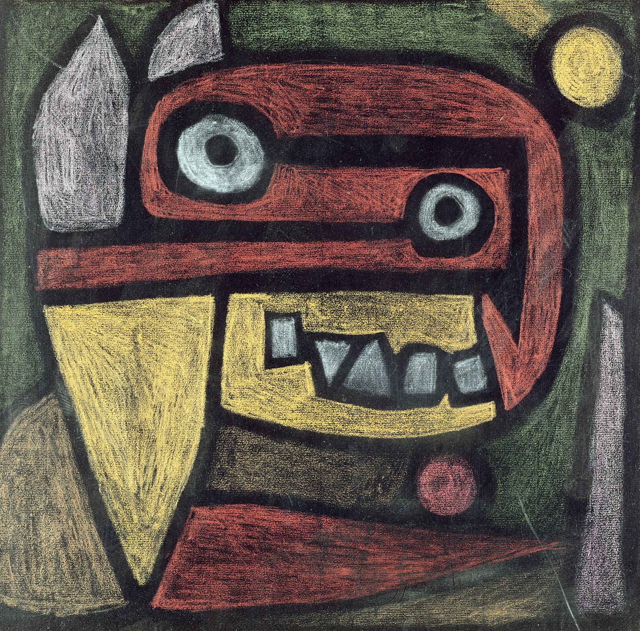 Sem título (Máscara: animal selvagem) c.1939 (lápis de cor e pasta de cor sobre papel) de Paul Klee