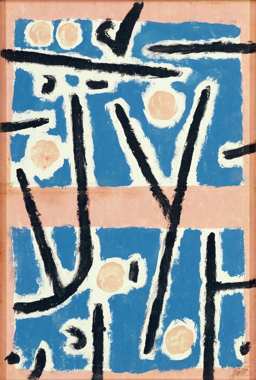 Sem título (Sinais de Crescimento) 1937 (pasta colorida, tempera e giz sobre papel) de Paul Klee