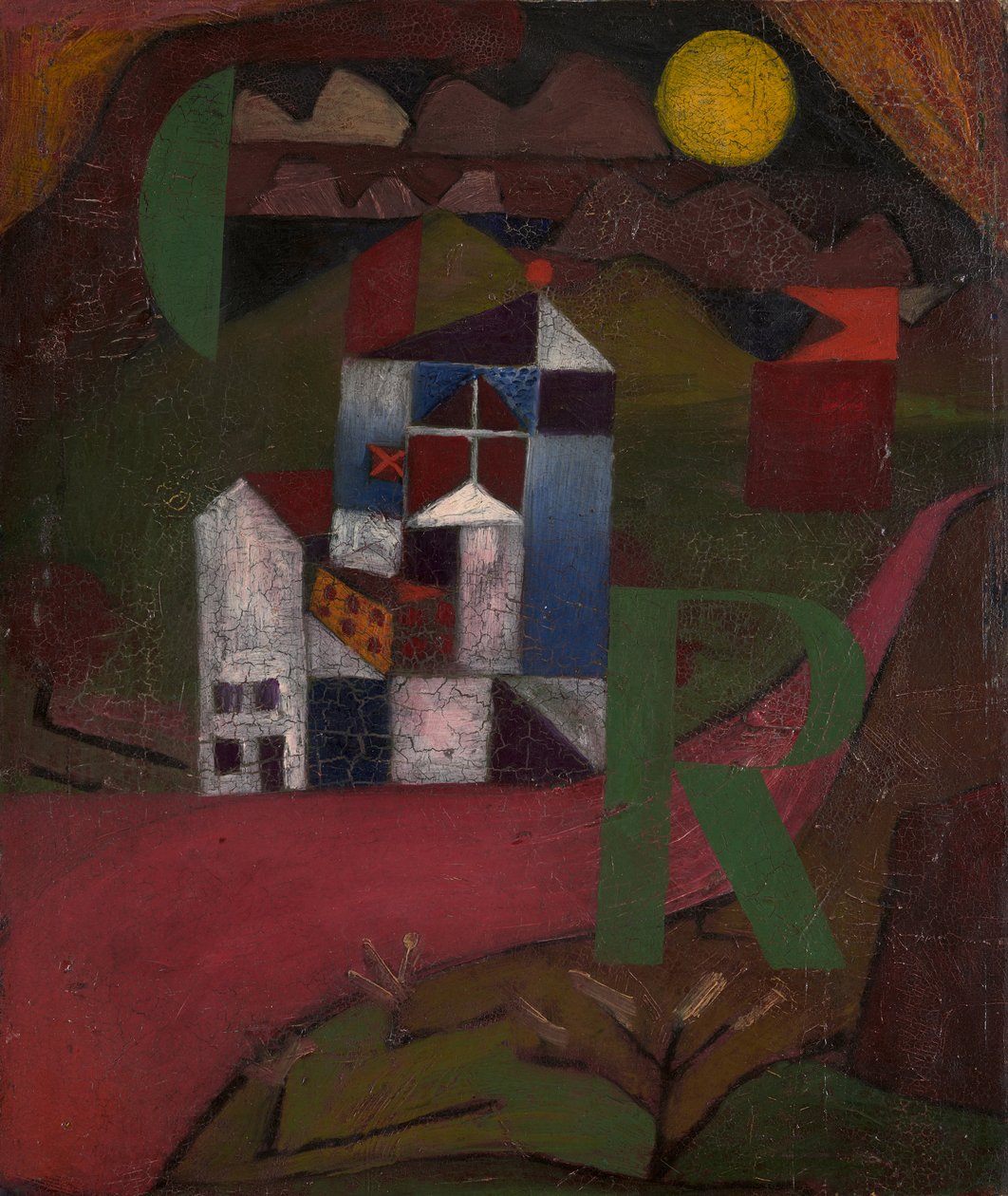 Villa R. Casa à beira da estrada, 1919. de Paul Klee