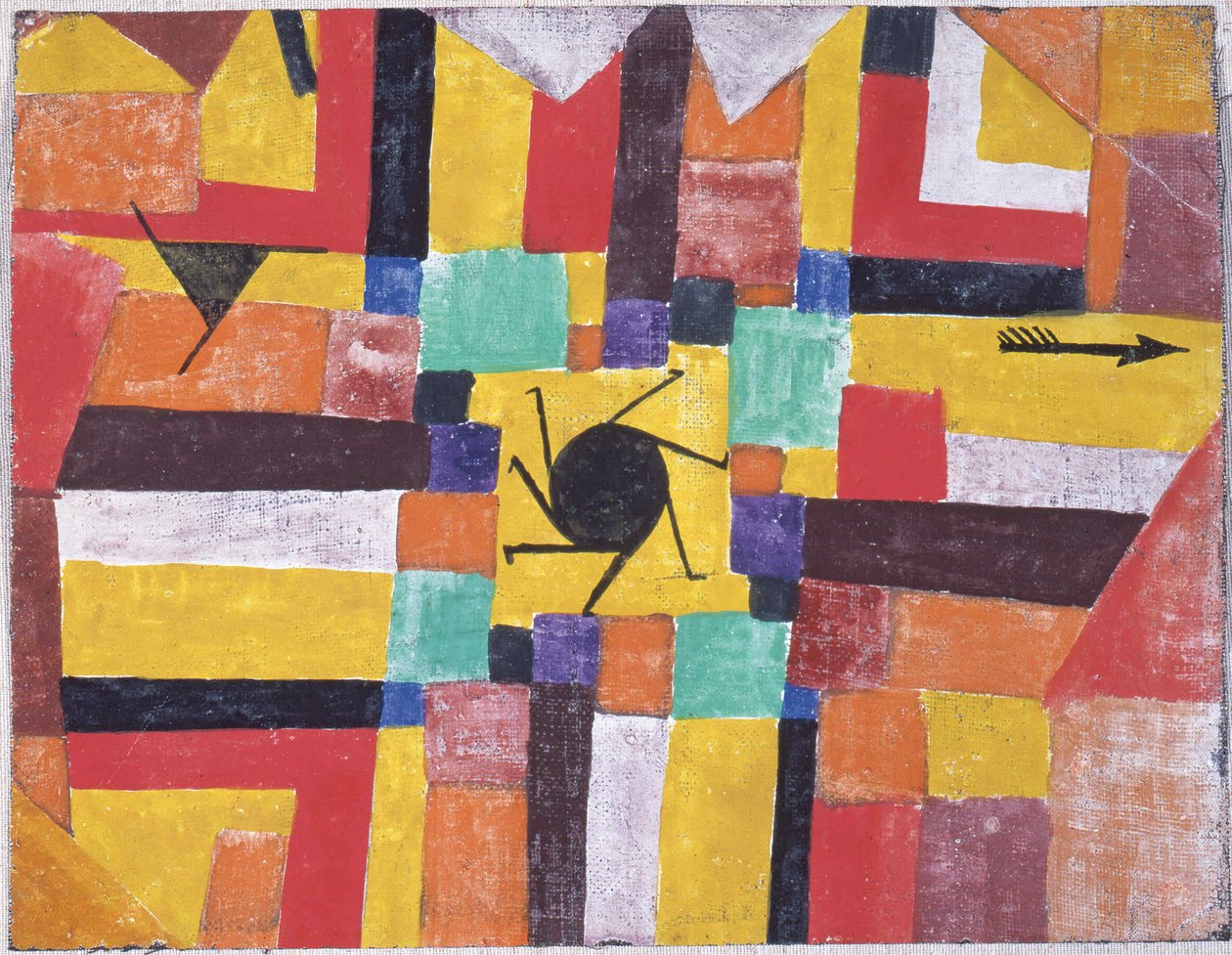 Com o Sol Negro Giratório e a Flecha, 1919. de Paul Klee