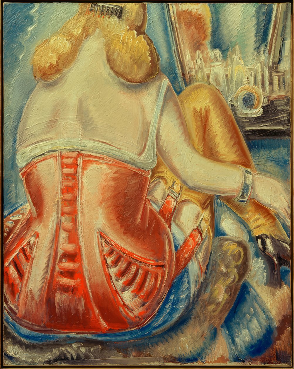 Frau em Korsett rosa de Paul Kleinschmidt
