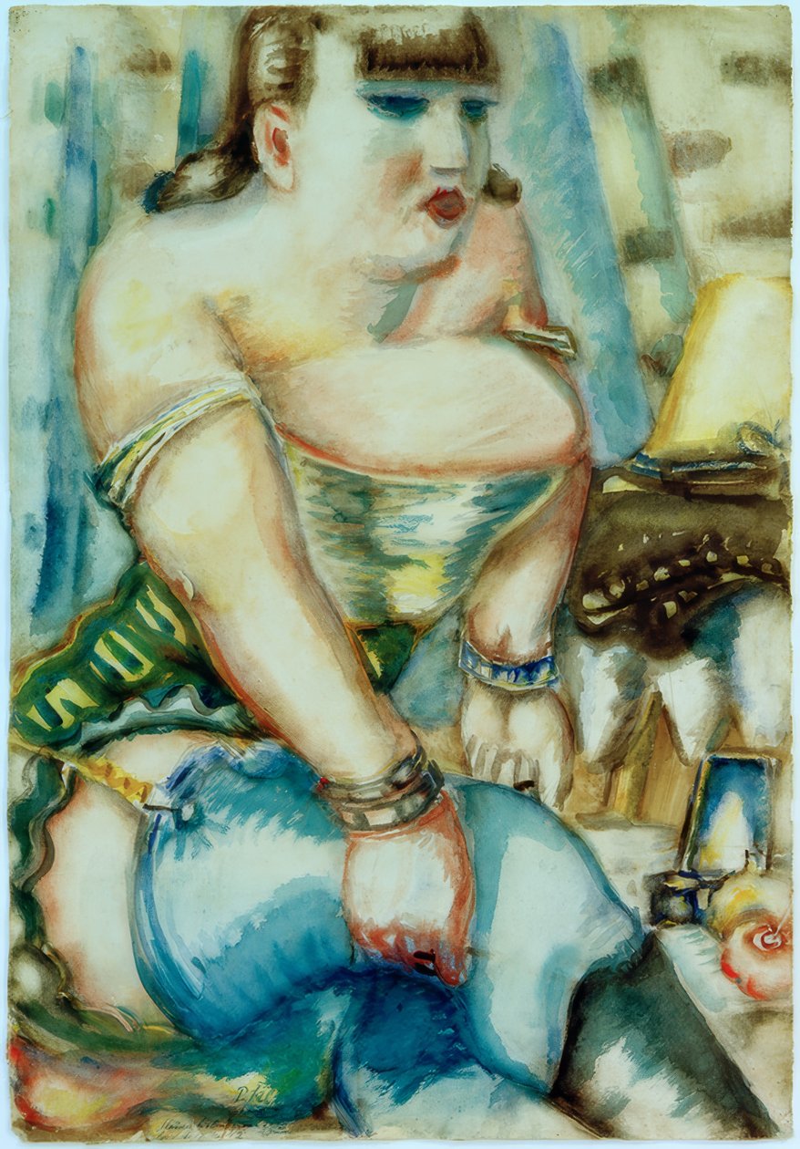 Mulher com meias azuis de Paul Kleinschmidt