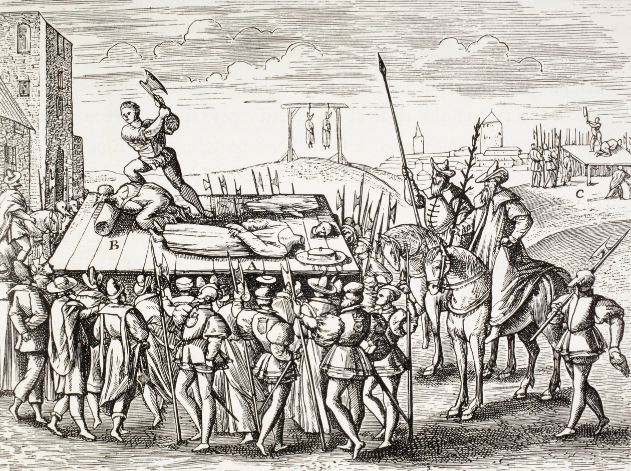 Propaganda do século XVI ilustrando os castigos decretados pelo rei Henrique Viii contra os católicos ingleses. de Paul Lacroix
