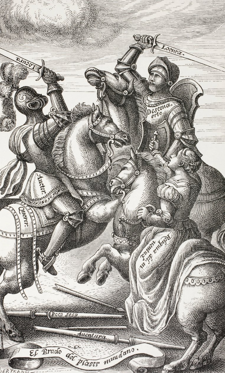 A cavalaria representada por figuras alegóricas. Cavaleiros lutando a cavalo. Segundo uma gravura em cobre do século XVI. de Paul Lacroix