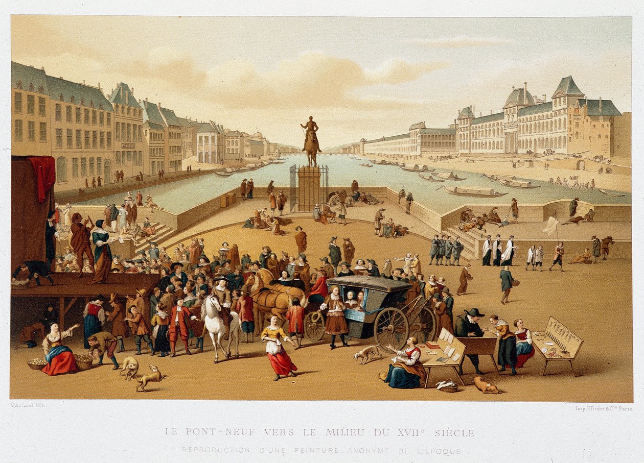 Le Pont Neuf em meados do século XVII, "17th century - Institutions: usages et costumes, France 1590-1700" de Paul Lacroix de Paul Lacroix
