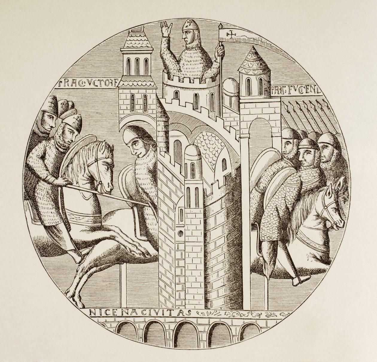 A tomada de Nicéia, Turquia, pelos cruzados em 1097. Depois de uma janela na igreja da abadia de St. Denis, agora destruída. de Paul Lacroix