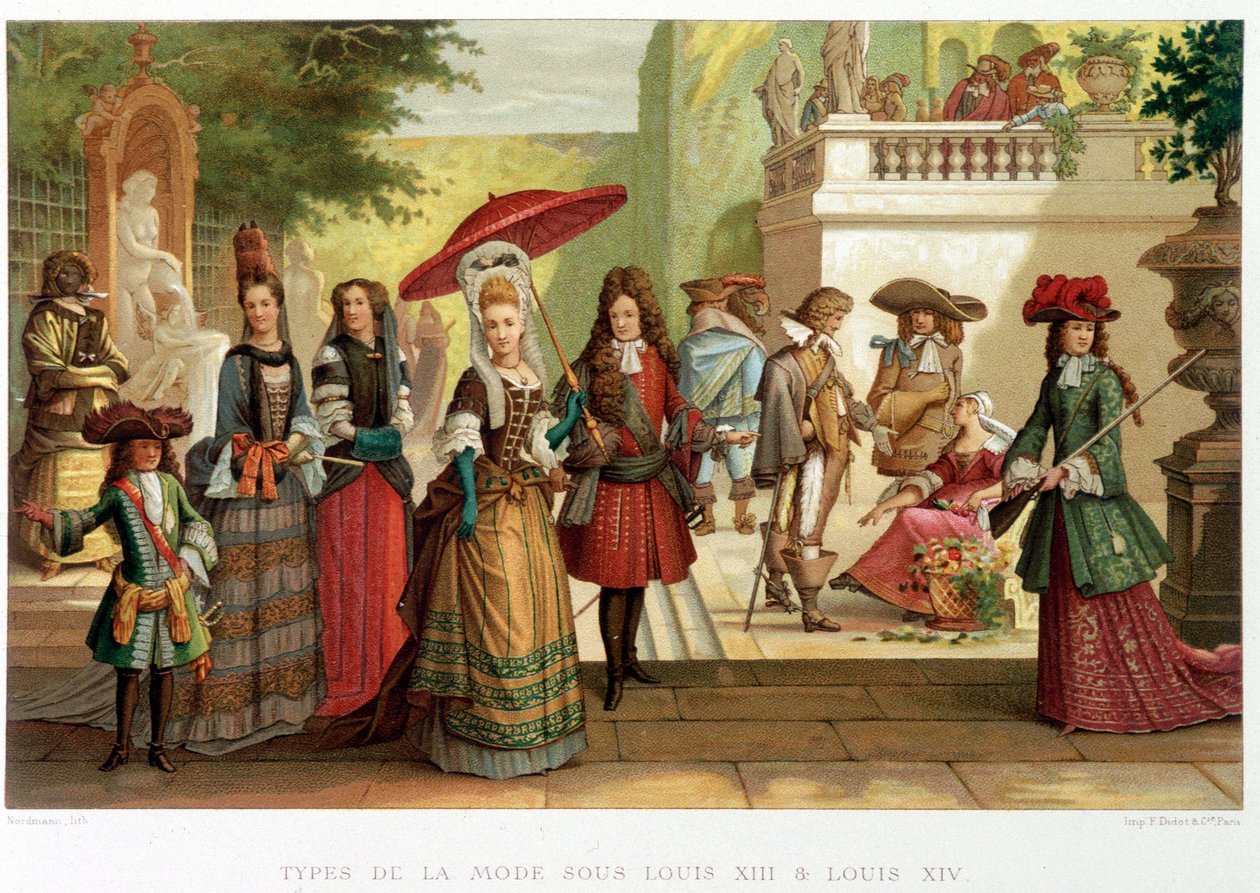 Tipos de moda sob Louis XIII e Louis XIV - em "17th century - Institutions: usages et costumes, France 1590-1700" por Paul Lacroix de Paul Lacroix