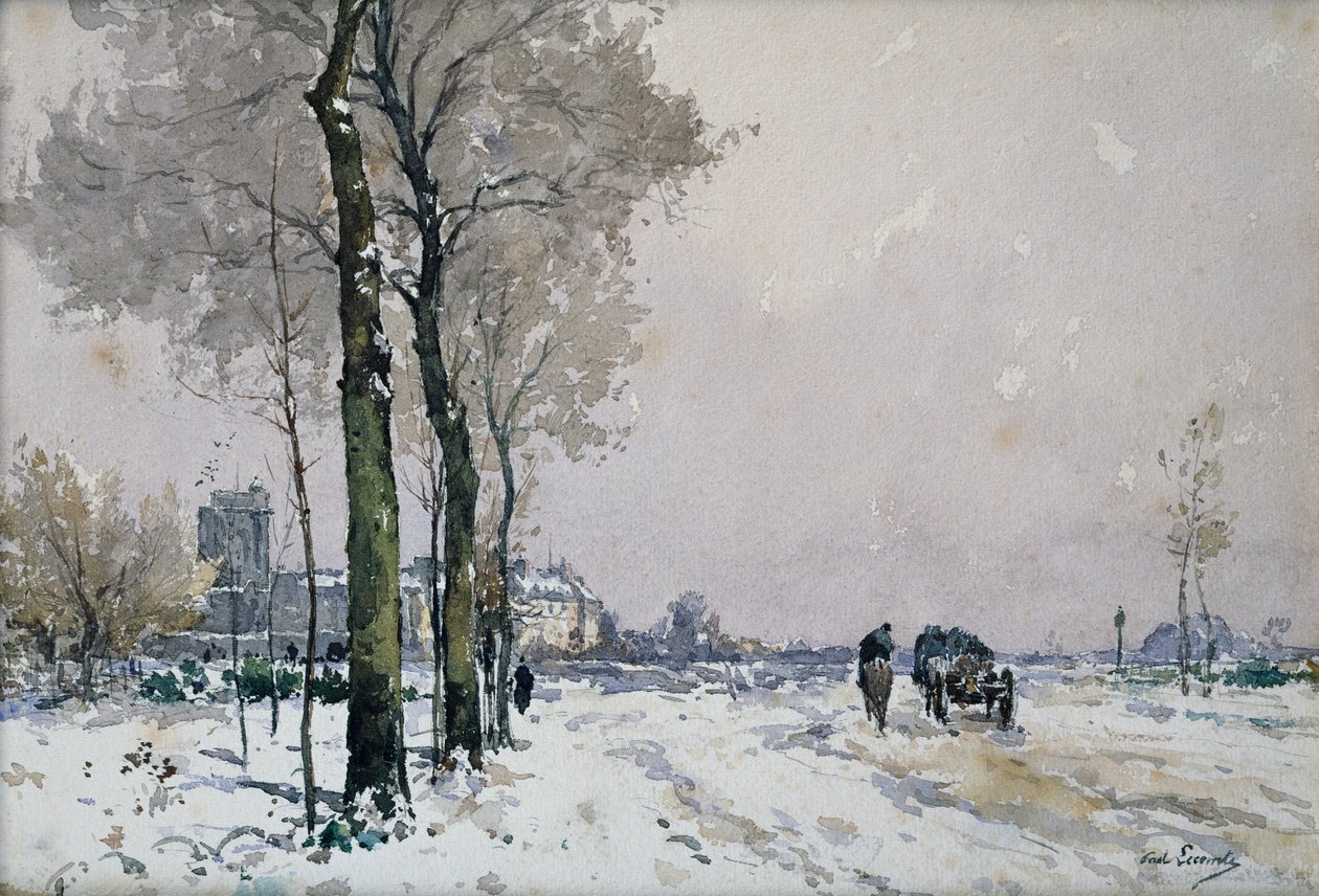 A periferia de uma cidade, Inverno (óleo sobre tela) de Paul Lecomte