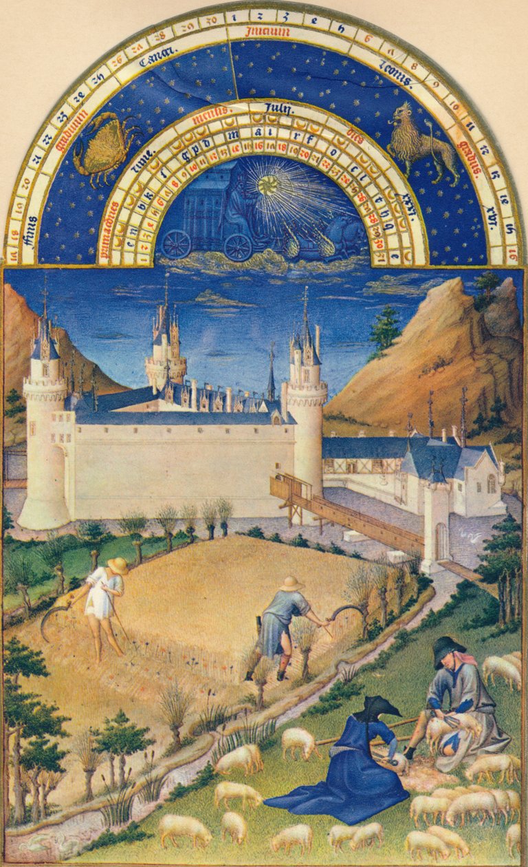 Julho - o Castelo de Poitiers, século XV, 1939. de Paul Limbourg
