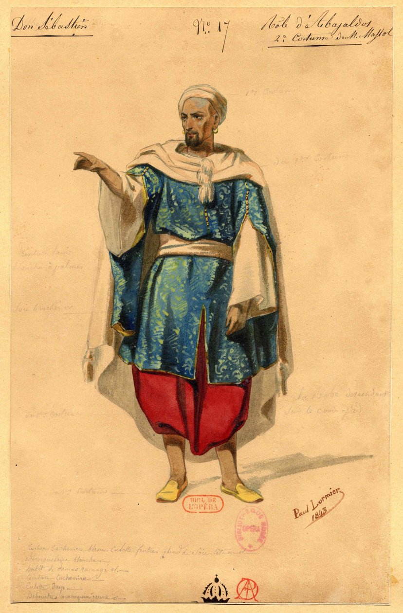 Abaialdos. Figurino para a ópera Dom Sébastien, Rei de Portugal, 1843. de Paul Lormier
