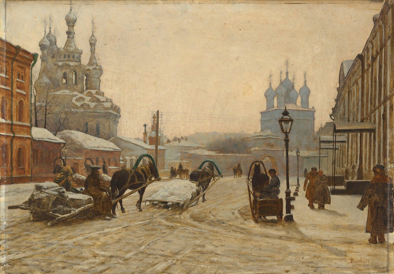 A Igreja da Natividade da Theotokos em Putinki e o Mosteiro da Paixão Strastnoy, 1895. de Paul Louis Bouchard