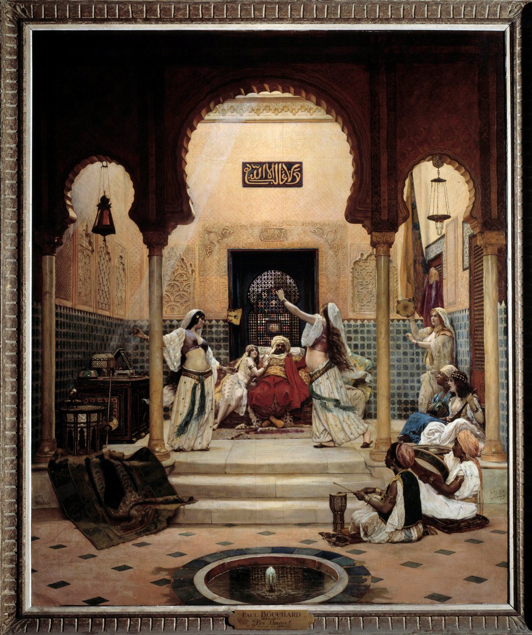 Os dançarinos orientais (barriga) num harém que distrai um pasha. Pintura de Paul Bouchard (1853-1937) 1893 Sol. 1,6x1,3 m Paris, musee d