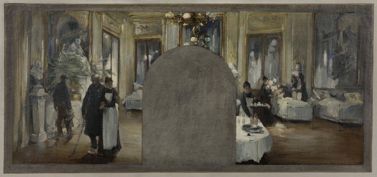 Esboço para o gabinete do prefeito do Hôtel de Ville de Paris: A ambulância do Théâtre Français de Paul Louis Delance