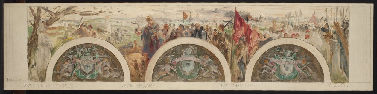 Esboço do hall de entrada do Hôtel de Ville: Paris e as altas épocas; O período galo-Franco de Paul Louis Delance