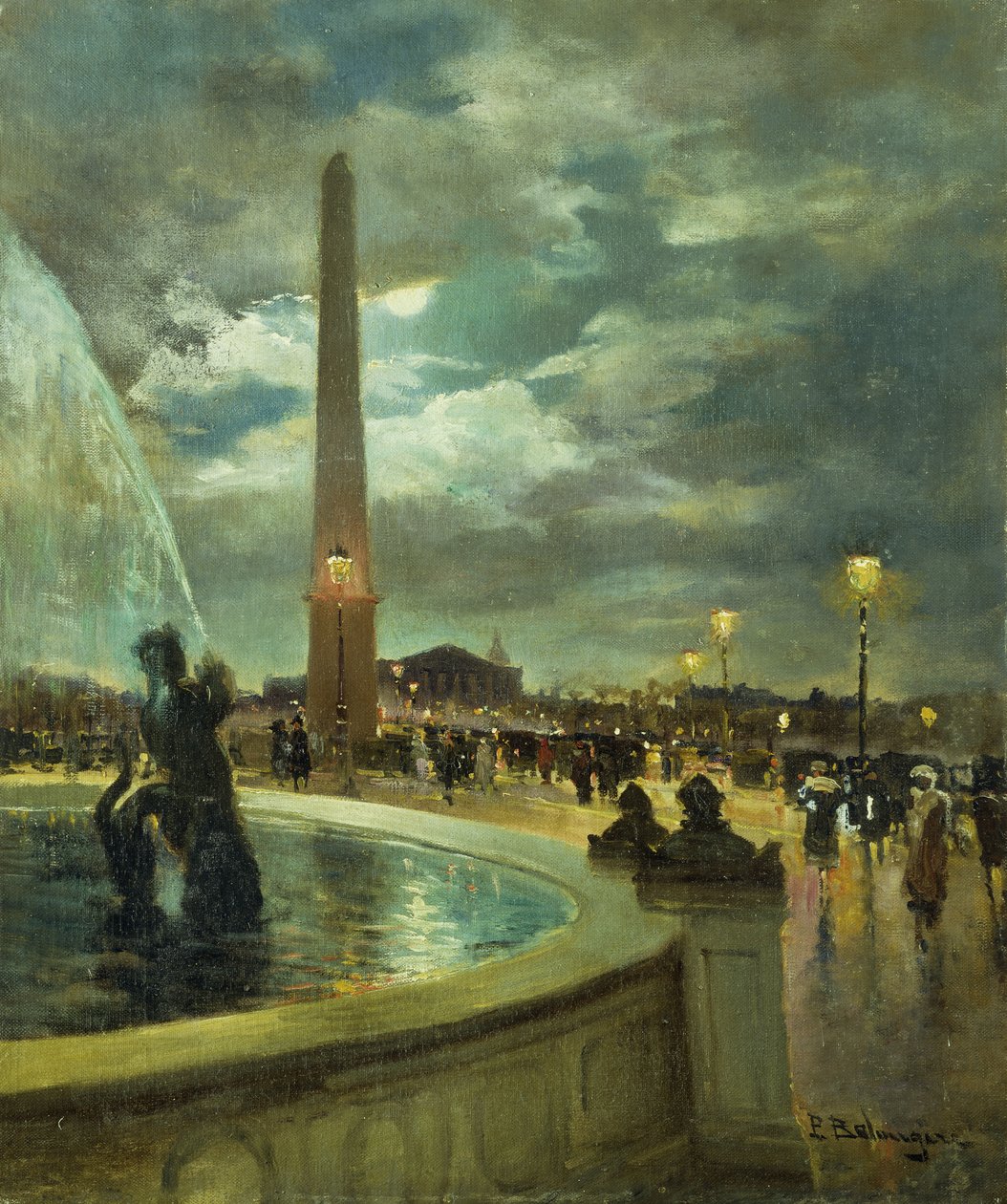 A Praça da Concórdia (óleo sobre cartão) de Paul Marcel Balmigere