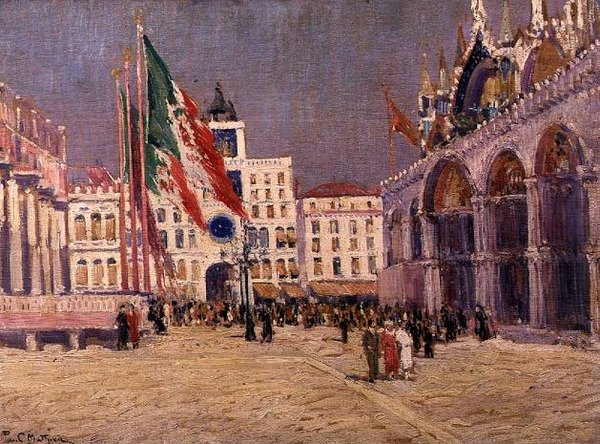 Dia do Festival, c.1925 (óleo sobre tela) de Paul Mathieu