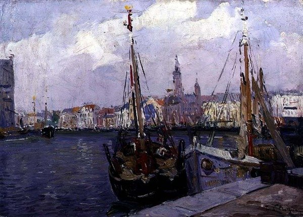 O Porto de Ostende (petróleo a bordo) de Paul Mathieu