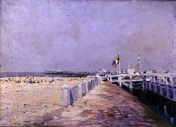 The Small Beach at Ostend (petróleo a bordo) de Paul Mathieu