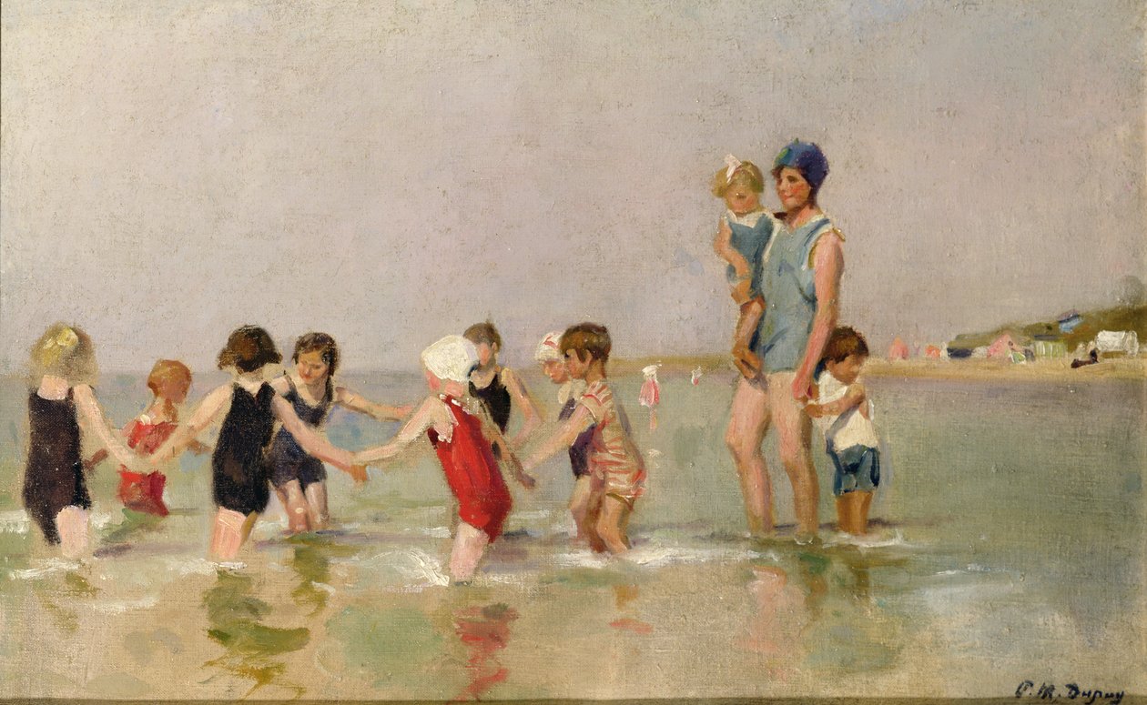 Banho de crianças (óleo sobre tela) de Paul Michel Dupuy