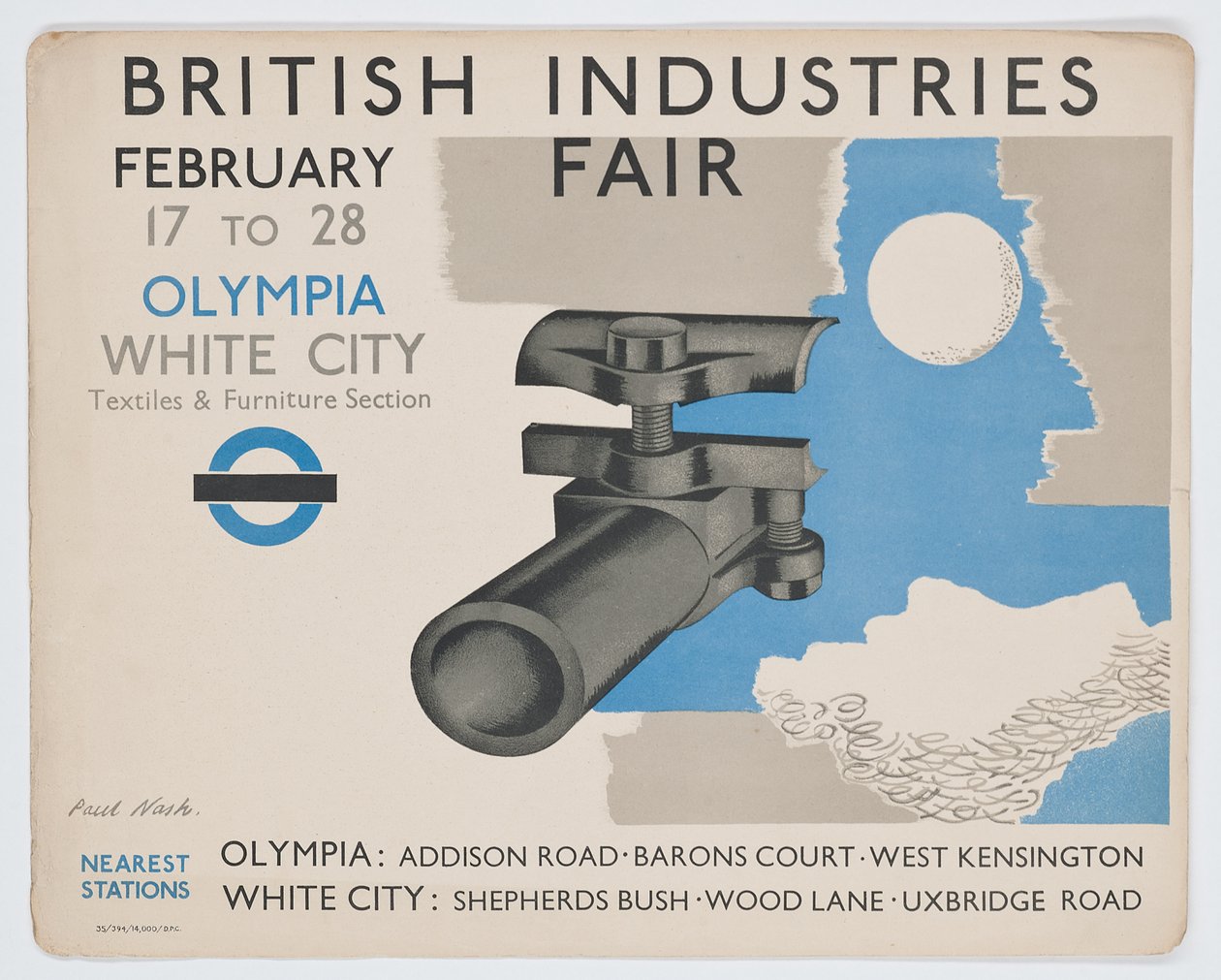 Um cartaz do metro de Londres a anunciar a Feira das Indústrias Britânicas de Paul Nash