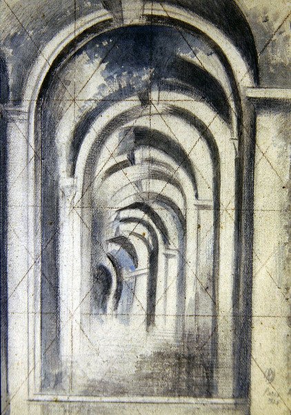 Arcos (estudo), ao quadrado para transferência de Paul Nash