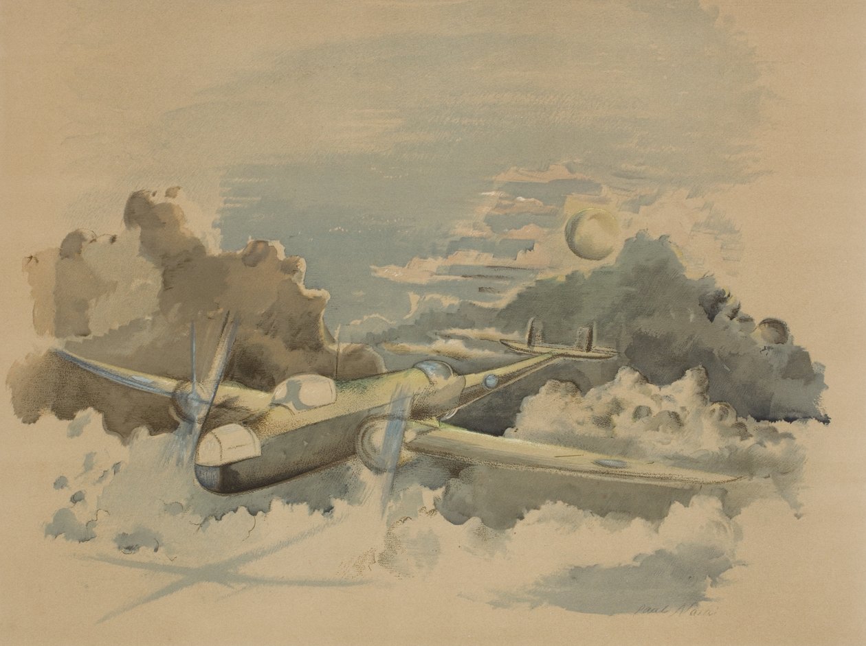 Viagem ao luar, Hampden voando acima das nuvens de Paul Nash