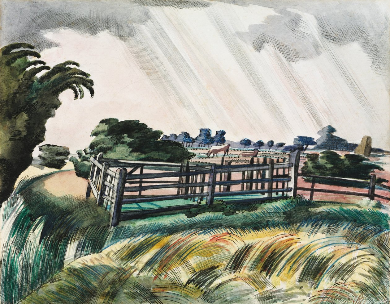 Pântano de ovelhas, Romney Marsh de Paul Nash