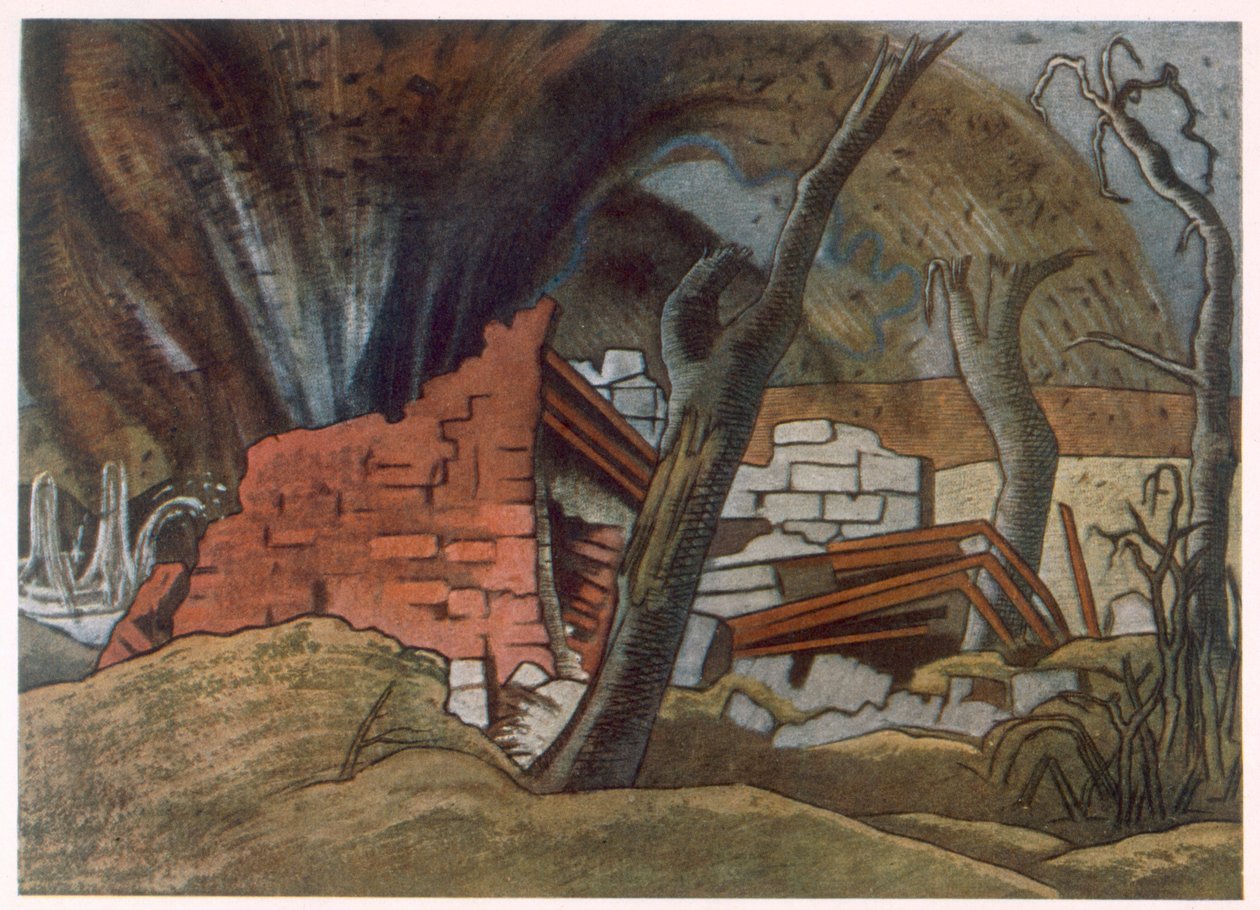 Shell Bursting, de British Artists at the Front, Continuation of The Western Front, Parte Três, Paul Nash de Paul Nash