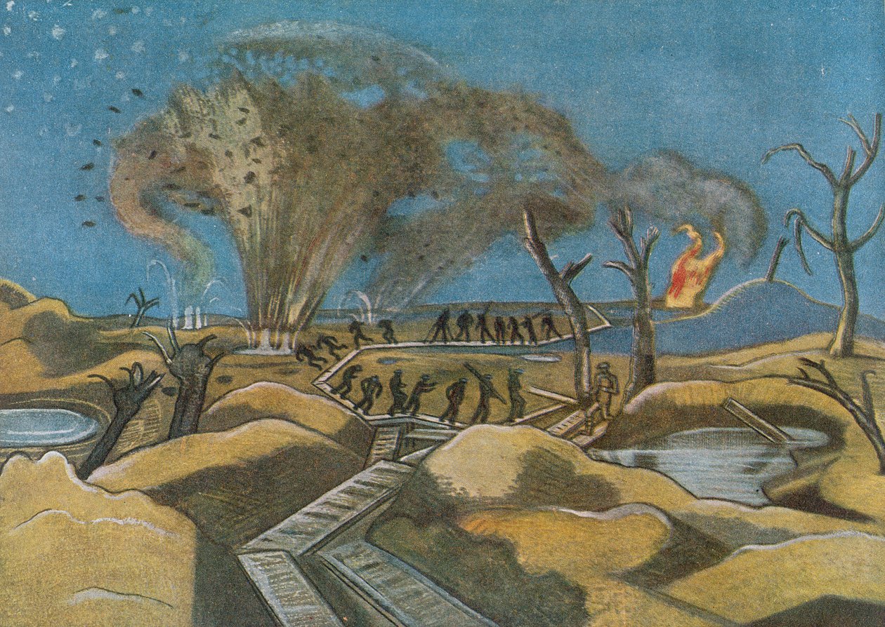 Descascando os Patos, dos Artistas Britânicos da Frente, Continuação da Frente Ocidental de Paul Nash