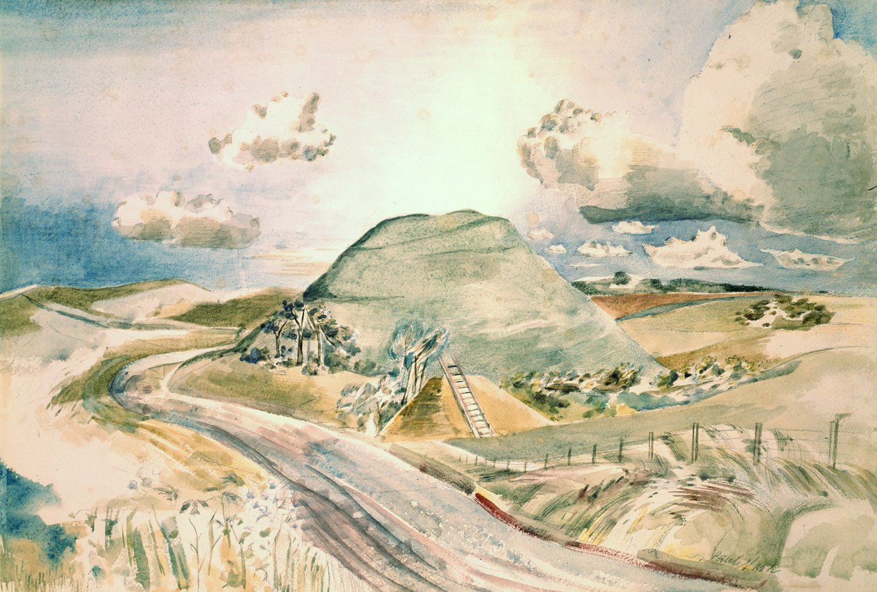 Silbury Hill (aguarela sobre papel) de Paul Nash