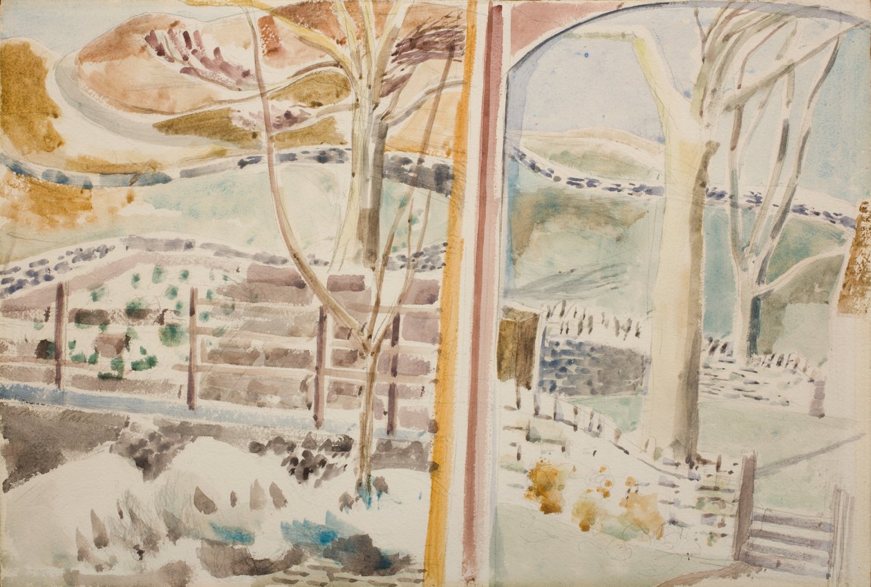 A paisagem através da janela e através do espelho de Paul Nash