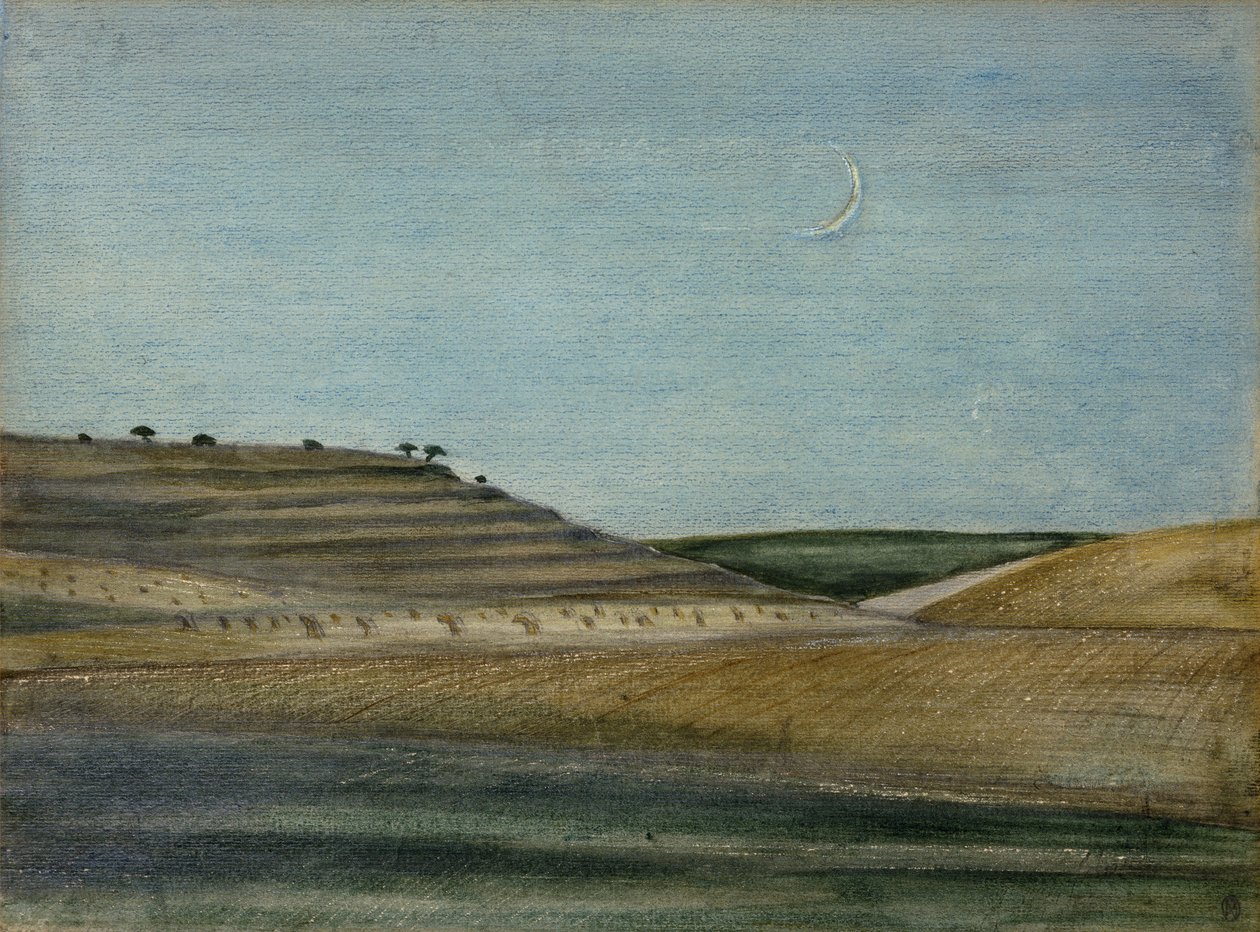 Sua Colina (lápis, lápis de cor e aquarela) de Paul Nash