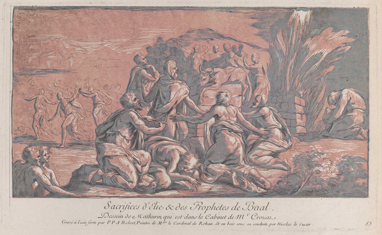 Elias desafiando o profeta a um sacrifício, ca. 1729., c. 1729. de Paul Ponce Antoine Robert