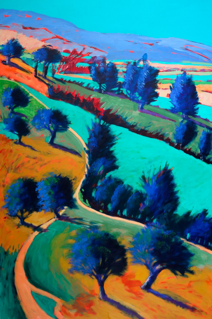 Looking West, 2024 (acrílico sobre cartão) de Paul Powis
