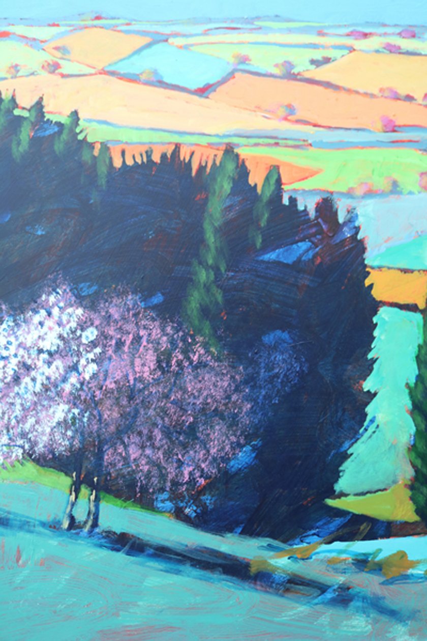 Teme Valley blossom fecha 1 (acrílico a bordo) de Paul Powis
