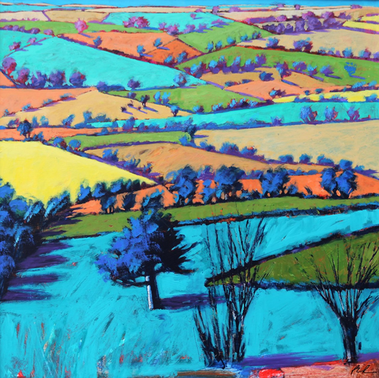 Teme Valley summer II (acrílico a bordo) de Paul Powis