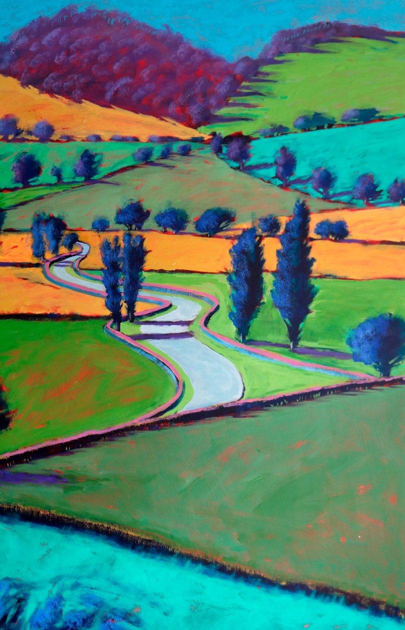 Towards Ledbury, 2024 (acrílico sobre cartão) de Paul Powis