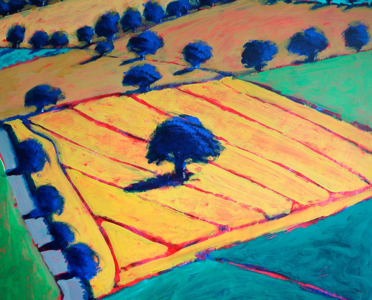 Towards Upton #5 (pormenor), 2024 (acrílico sobre cartão) de Paul Powis