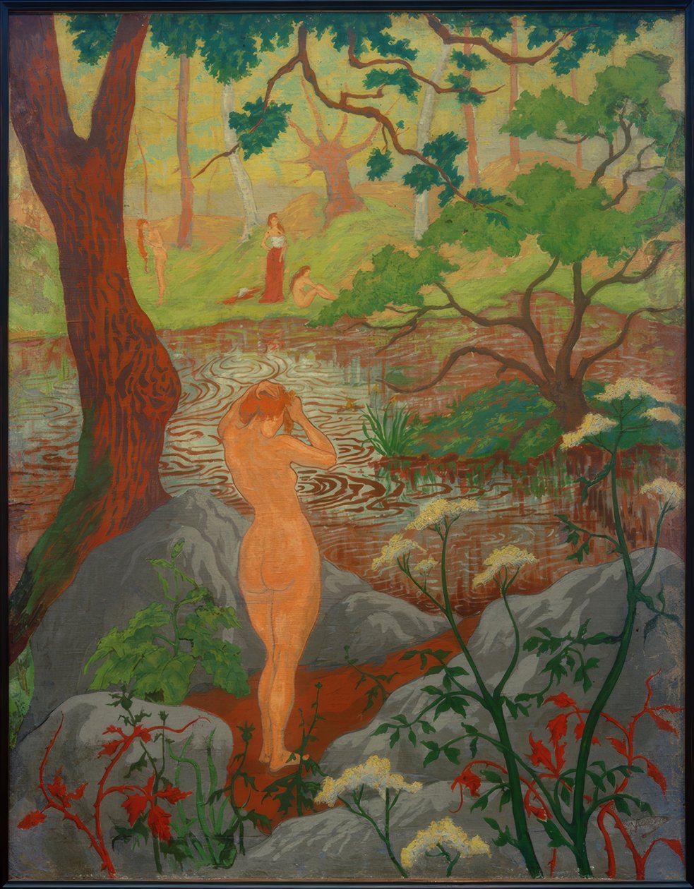 Nu feminino enquanto cabeleireiro na lagoa de Paul Elie Ranson