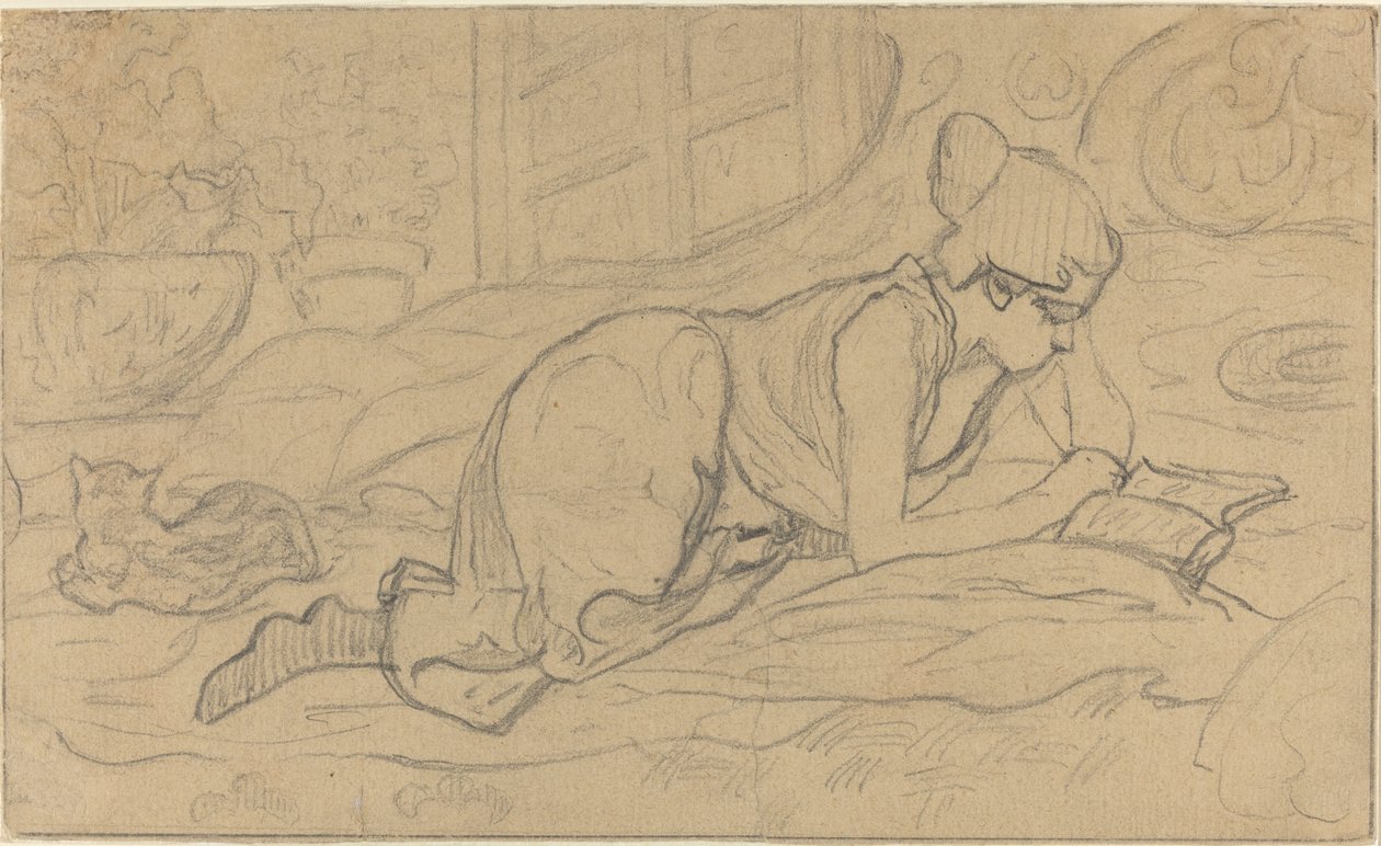 Estudo para "A Leitora Mentira" de Paul Elie Ranson