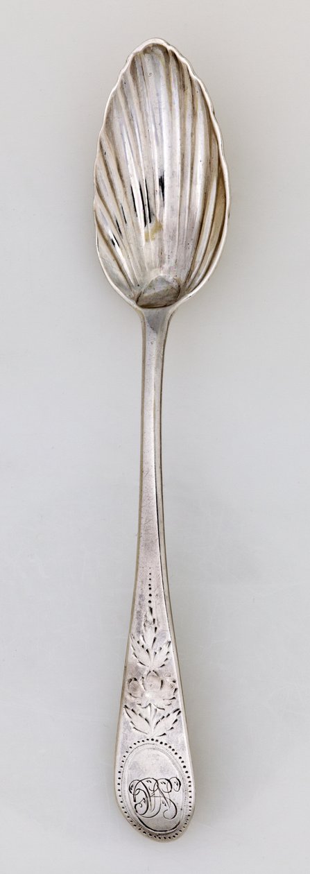 Colher de chá com pregas, c.1785 (prata) de Paul Revere